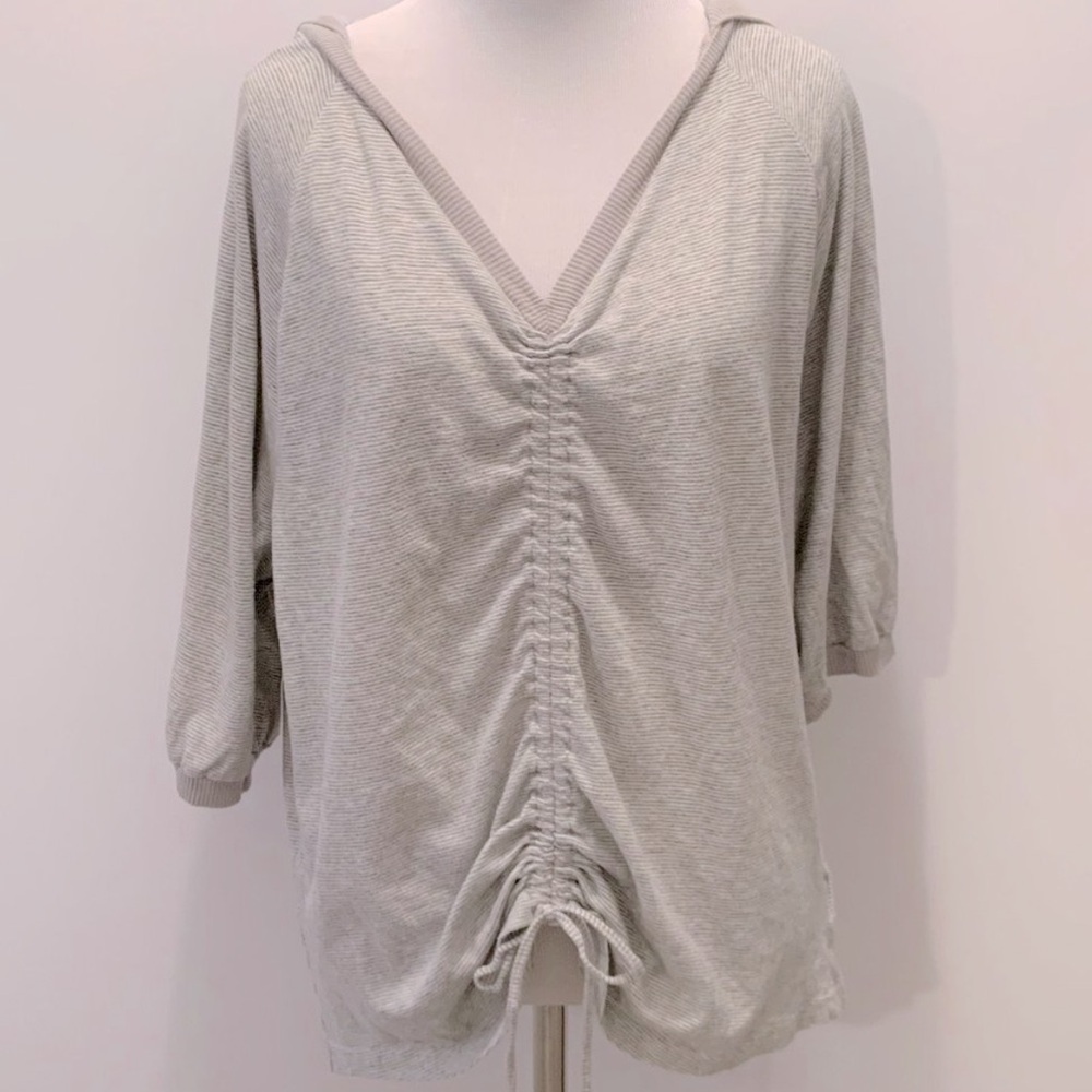 Free People Intimately Ruched Cinch Tie Oversized Hoodie Micro Stripe